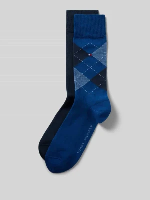 Skarpety z mieszanki bawełny w zestawie 2 szt. model 'CHECK 2P' Tommy Hilfiger Królewski niebieski