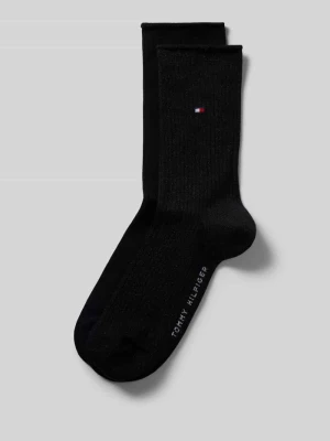Skarpety z mieszanki bawełny z wyhaftowanym logo w zestaw 2 szt. model 'WOMEN SOCK 2P LUREX RO' Tommy Hilfiger Czarny
