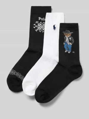 Skarpety z motywem misia w zestaw 3 szt. Polo Ralph Lauren Czarny