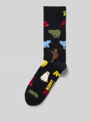 Skarpety z nadruk z logo model 'Bear' Happy Socks Czarny