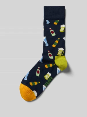 Skarpety z nadruk z logo model 'Beer' Happy Socks Granatowy