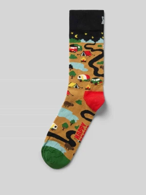 Skarpety z nadruk z logo model 'Camping' Happy Socks Beżowy