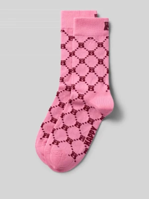 Skarpety z nadruk z logo model 'Monogram' Happy Socks Mocnoróżowy