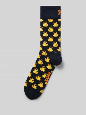Skarpety z nadruk z logo model 'Rubber Duck' Happy Socks Granatowy