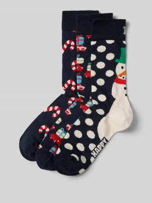 Skarpety z nadrukiem z logo w zestawie 3 szt. Happy Socks