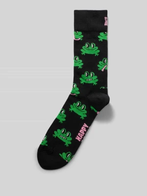 Skarpety z nadrukiem z motywem na całej powierzchni model 'Frog' Happy Socks Czarny