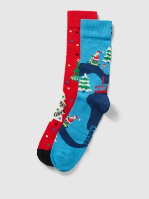 Skarpety z nadrukiem z motywem w zestawie 2 szt. model ‘Happy Holidays’ Happy Socks