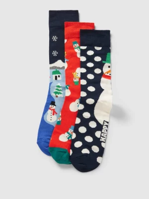 Skarpety z nadrukiem z motywem w zestawie 3 szt. model ‘Snowman’ Happy Socks