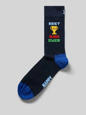 Skarpety z nadrukiem z napisem Happy Socks Granatowy