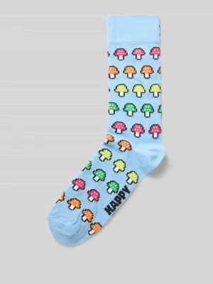 Skarpety z wyhaftowanym motywem model ‘MUSHROOM STRIPE’ Happy Socks Jasnoniebieski