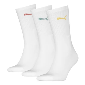 Skarpety za kostkę PUMA Unisex w paski — trójpak, Odzież, Biały,
