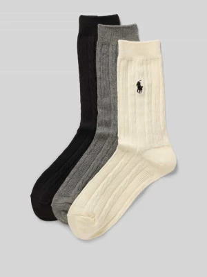 Skarpety ze ściegiem warkoczowym w zestawie 3 szt. Polo Ralph Lauren