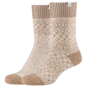 Skechers 2PPK Wm Casual Cozy Jacquard Socks SK41047-1202, Damskie, Beżowe, skarpetki, poliester, rozmiar: 39-42