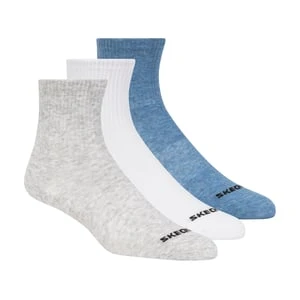 Skechers 3 Pack Boys' Crew Cotton skarpety - Szary/Niebieski