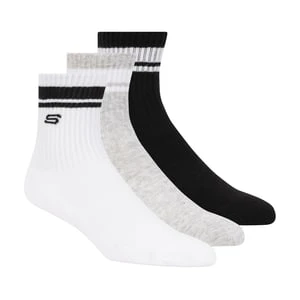 Skechers 3 Pack Boys' Crew skarpety - Bialy/Czarny