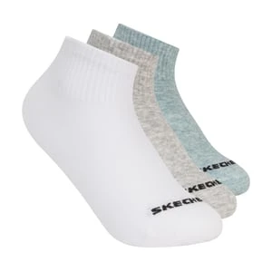 Skechers 3 Pack Boys' Quarter Crew Cotton skarpety - Bialy/Szary