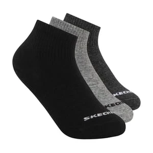 Skechers 3 Pack Boys' Quarter Crew Cotton skarpety - Czarny/Szary