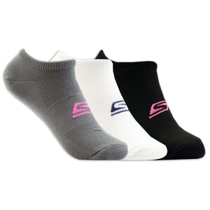 Skechers 3 Pack No Show Stretch skarpety - Bialy/Czarny