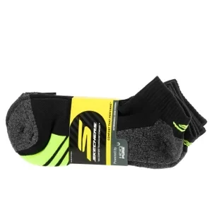 Skechers 3pk Mens 1/2 Terry Q-Black Socks S114981-HBLK, Męskie, Czarne, skarpetki, nylon, rozmiar: 41-46