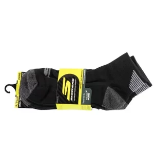 Skechers 3pk Mens 1/2 Terry Qtr Crew Socks S114662-HBLK, Męskie, Czarne, skarpetki, poliester, rozmiar: 41-46