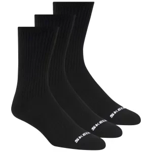 Skechers 3pk Unisex Non Terry Crew S601102-001, Unisex, Czarne, skarpetki, bawełna, rozmiar: 43-46