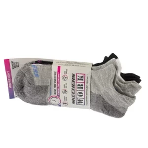 Skechers 3pk Work Lowcut Womens Socks S119052-GRBK, Damskie, Szare, skarpetki, bawełna, rozmiar: