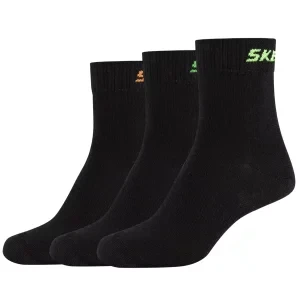 Skechers 3PPK Boys Mech Ventilation Socks SK41064-9999, Dla chłopca, Czarne, skarpetki, bawełna, rozmiar: 31-34