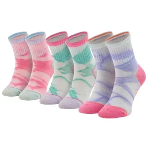 Skechers 3PPK Girls Casual Fancy Tie Die Socks SK41076-6064, Dla dziewczynki, Wielokolorowe, skarpetki, akryl, rozmiar: 27-30