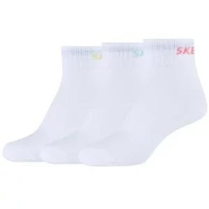 Skechers 3PPK Wm Mesh Ventilation Quarter Socks SK42022-1000, Dla dziewczynki, Białe, skarpetki, bawełna, rozmiar: 35-38