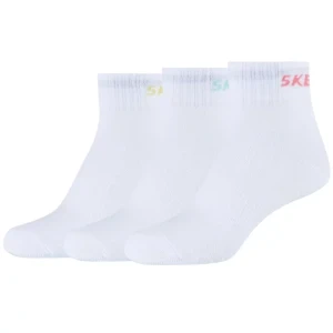 Skechers 3PPK Wm Mesh Ventilation Quarter Socks SK42022-1000, Dla dziewczynki, Białe, skarpetki, bawełna, rozmiar: 35-38