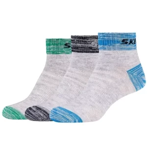 Skechers 3PPK Wm Mesh Ventilation Quarter Socks SK42022-9200, Dla dziewczynki, Szare, skarpetki, bawełna, rozmiar: 35-38