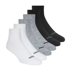 Skechers 6 Pack Quarter Crew skarpety - Bialy / Czarny