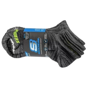 Skechers 6pk Boys No Terry Socks S112222-BLK, Dla chłopca, Czarne, skarpetki, poliester, rozmiar: 31-34