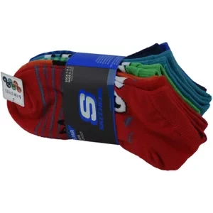 Skechers 6pk Boys Non Terry Low Cut Socks S115172-RDMT, Dla chłopca, Wielokolorowe, skarpetki, poliester, rozmiar: 31-34