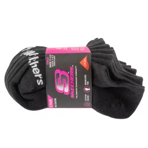 Skechers 6pk Girls Cotton Ns Socks S117880-BLK, Dla dziewczynki, Czarne, skarpetki, nylon, rozmiar: 27,5-35,5