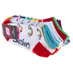 Skechers 6pk Girls No Terry S115376-MULT, Dla dziewczynki, Wielokolorowe, skarpetki, poliester, rozmiar: 31-34