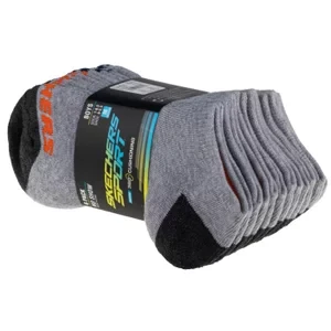 Skechers Boys 6pk No Show Socks S108264-GRY, Dla chłopca, Szare, skarpetki, poliester, rozmiar: 31-34