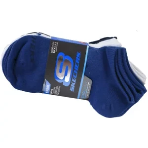 Skechers Boys 6pk Non Terry Low Cut S115057-BLU, Dla chłopca, Niebieskie, skarpetki, poliester, rozmiar: 31-34