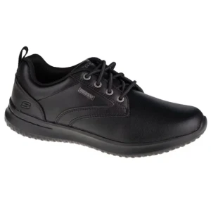 Skechers Delson Antigo 65693-BBK, Męskie, Czarne, półbuty, skóra licowa, rozmiar: 41
