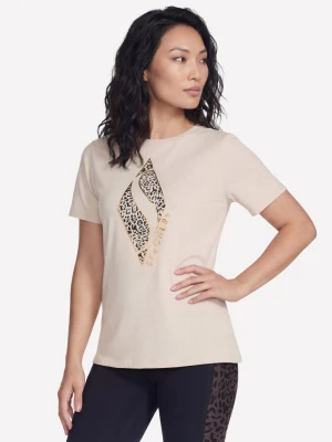 Skechers Diamond Cheetah krótkie Sleeve koszulka - Naturalny/Jasnobezowy