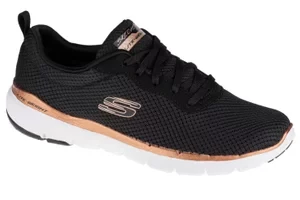 Skechers Flex Appeal 3.0 13070-BKRG, Damskie, Czarne, buty sneakers, przewiewna siateczka, rozmiar: 36