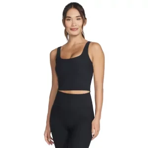 Skechers Go Flex Rib Longline Bra BR1-BLK, Damskie, Czarne, biustonosze sportowe, nylon, rozmiar: L