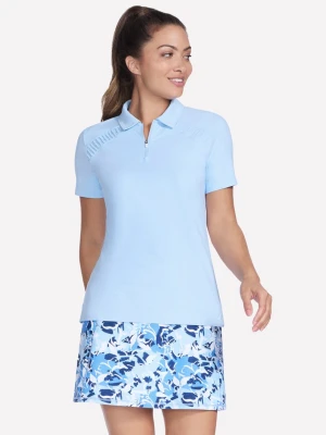 Skechers GO GOLF krótkie Sleeve Birdie Zip Front Polo - Bialy/Jasny Szary