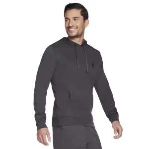 Skechers Go Knite Pique Pullover Hoodie HD5-CHAR, Męskie, Szare, bluzy, bawełna, rozmiar: M