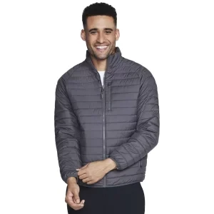 Skechers GO Shield Altitude Reversible Jacket JA139-BKCC, Męskie, Szare, kurtki, poliester, rozmiar: M