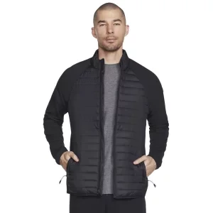 Skechers GO Shield Hybrid Jacket JA23-BLK, Męskie, Czarne, kurtki, poliester, rozmiar: L