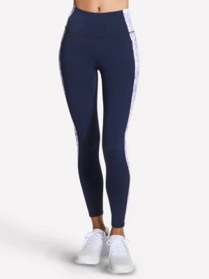 Skechers GO WALK Block Full Length High-Waisted legginsy - Bialy/Fioletowy/Rozowy
