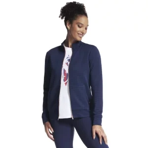 Skechers Go Walk Everywhere Full Zip Hoodless W3JA261-NVY, Damskie, Granatowe, bluzy, bawełna, rozmiar: M