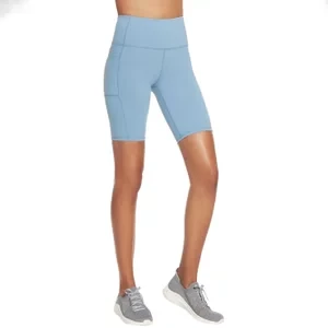 Skechers Go Walk High Waisted Bike Short W3SH53-BLGY, Damskie, Niebieskie, spodenki, nylon, rozmiar: S