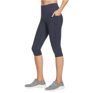 Skechers Go Walk High Waisted Capri Leggins W2CP2-NVY, Damskie, Granatowe, leginsy, nylon, rozmiar: M